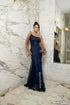 VESTIDO UM OMBRO SÓ PEDRINHAS LATERAL PAETE PETRA FINA PRETO P